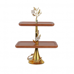 2-Tier Serving Platter with Modern Design - Wooden - 30x40cm
