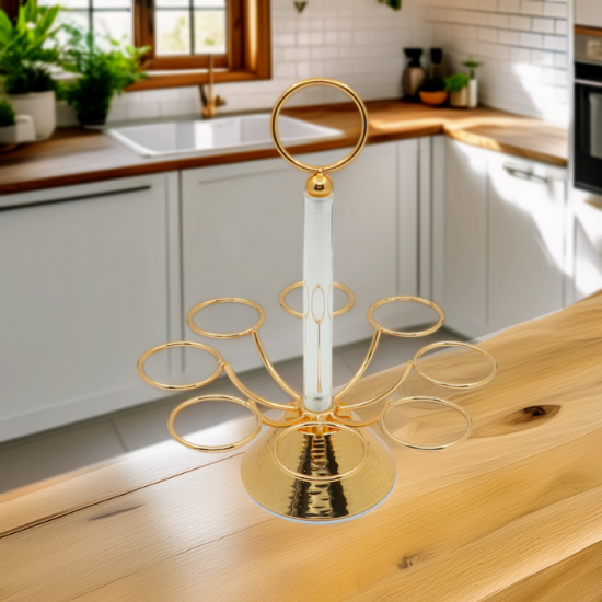Elegant gold metal cup holder - 8 compartments Elegant gold metal cup holder - 8 compartments