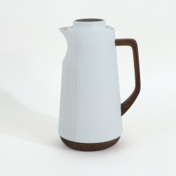 ترمس شاي ابيض بمقبض خشبي - 1 لتر - 2SS02-2235