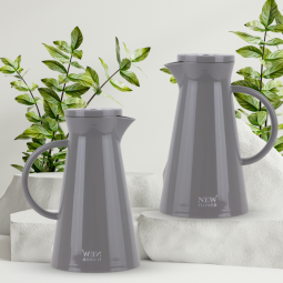 Distinctive coffee and tea thermos set - 1 liter and 0.6 liter - dark grey