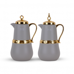 A distinctive and elegant coffee and tea thermos set - 1 liter and 1 liter - dark gray