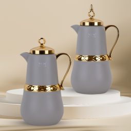 A distinctive and elegant coffee and tea thermos set - 1 liter and 1 liter - dark gray