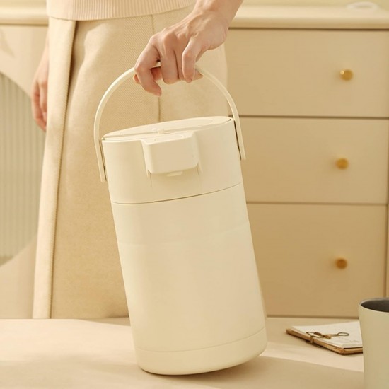 Vacuum insulated stainless steel thermos with tea filter, safety lock and handle in beige color - 2.5 liters Vacuum insulated stainless steel thermos with tea filter, safety lock and handle in beige color - 2.5 liters