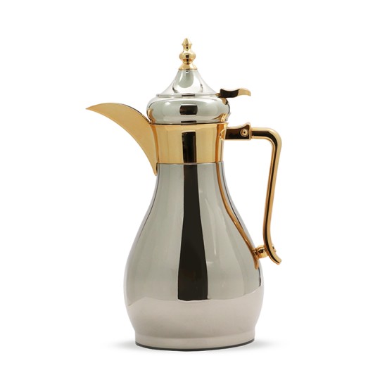 Al-Joud coffee and tea thermos set - silver and gold - 1 liter / 0.7 Al-Joud coffee and tea thermos set - silver and gold - 1 liter / 0.7