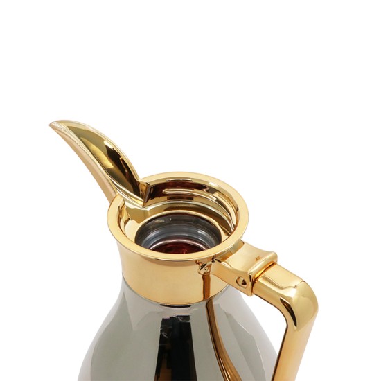 Al-Joud coffee and tea thermos set - silver and gold - 1 liter / 0.7 Al-Joud coffee and tea thermos set - silver and gold - 1 liter / 0.7