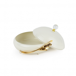 Serving plate with beige and gold lid - 2SS7-1287