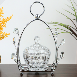 Glass sweet carrier with a modern design - silver / small