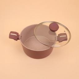Purple aluminum pot with a transparent heat-resistant glass lid, modern design, 20 cm – 2M1A400062