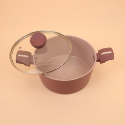 Purple aluminum pot with a transparent heat-resistant glass lid, modern design, 24 cm – 2M1A400063