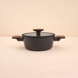 Black Aluminum Pot with Transparent Heat-Resistant Glass Lid – 20 cm – 2S1A00327