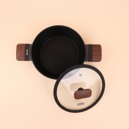 Black Aluminum Pot with Transparent Heat-Resistant Glass Lid – 20 cm – 2S1A00327