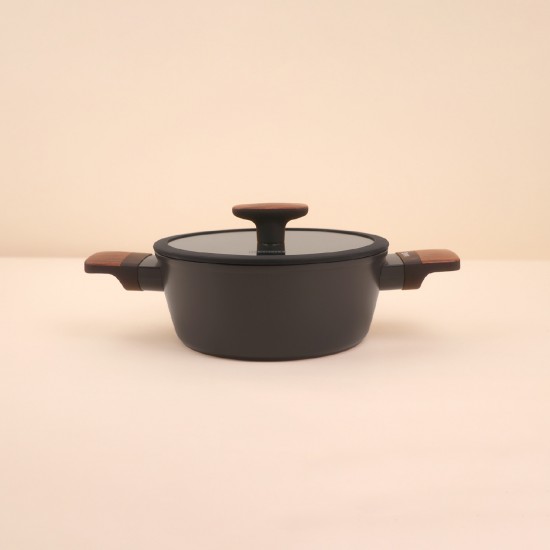 Black Aluminum Pot with Transparent Heat-Resistant Glass Lid – 20 cm – 2S1A00327 Black Aluminum Pot with Transparent Heat-Resistant Glass Lid – 20 cm – 2S1A00327