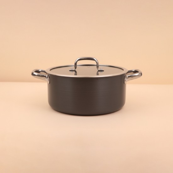 Black aluminum pot with a clear heat-resistant glass lid – 20 cm – 2S1A200294 Black aluminum pot with a clear heat-resistant glass lid – 20 cm – 2S1A200294