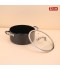 Black aluminum pot with a clear heat-resistant glass lid – Size 22 cm – 2S1A200295