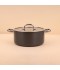 Black aluminum pot with a clear heat-resistant glass lid – Size 22 cm – 2S1A200295