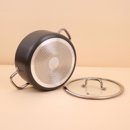 Black aluminum pot with a clear heat-resistant glass lid – Size 24 cm – 2S1A200296 Black aluminum pot with a clear heat-resistant glass lid – Size 24 cm – 2S1A200296