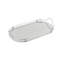 Elegant Mirrored Serving Tray - Oval - 36 x 20 cm / Silver