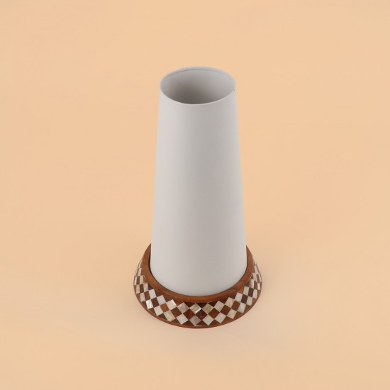 Decorative vase with a wooden base, Indian style