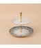 Two-tier dessert serving stand with decorative designs and a gold finish, 10 x 8 inches - 2S1F300031