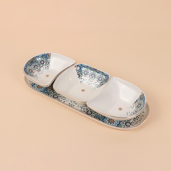 Decorative ceramic serving dish with a gold finish - 2S1MM100215