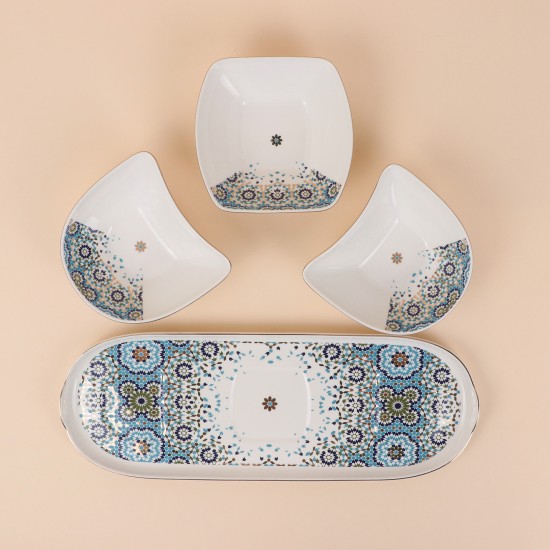 Decorative ceramic serving dish with a gold finish - 2S1MM100215