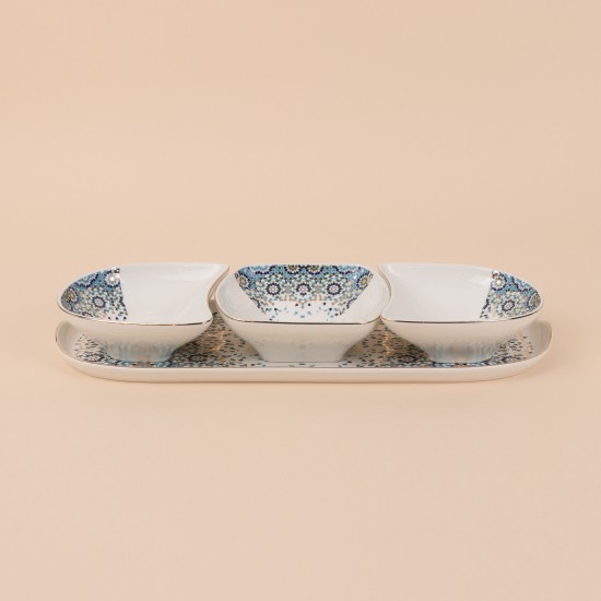 Decorative ceramic serving dish with a gold finish - 2S1MM100215