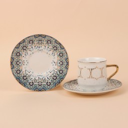 Decorative teacup set with a gold finish, 12 pieces - 2S1MM100251