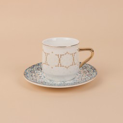 Decorative teacup set with a gold finish, 12 pieces - 2S1MM100251