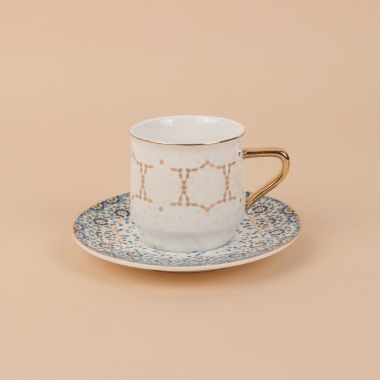 Decorative teacup set with a gold finish, 12 pieces - 2S1MM100251