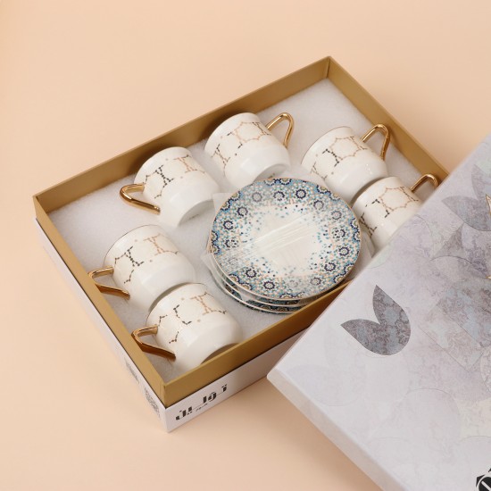 Decorative teacup set with a gold finish, 12 pieces - 2S1MM100251