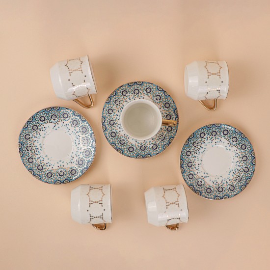 Decorative teacup set with a gold finish, 12 pieces - 2S1MM100251