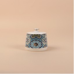 Decorative ceramic sugar bowl with a gold finish, measuring 8.8 cm x 8.2 cm - 2S1R400090