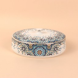 Decorative ceramic date bowl with a gold finish, measuring 25.3 cm x 9 cm - 2S1R400094