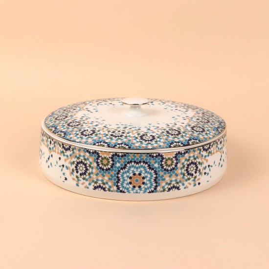 Decorative ceramic date bowl with a gold finish, measuring 25.3 cm x 9 cm - 2S1R400094