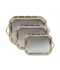Elegant and modern serving tray set - silver with gold edges - 3 pieces Elegant and modern serving tray set - silver with gold edges - 3 pieces