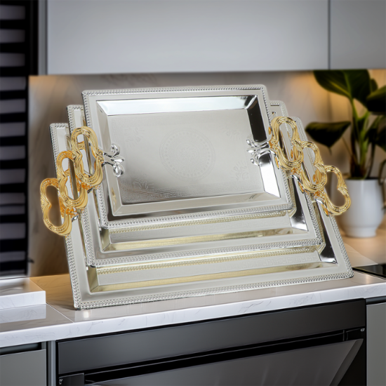 Elegant and modern stainless steel tabasi set - silver - 3 pieces Elegant and modern stainless steel tabasi set - silver - 3 pieces