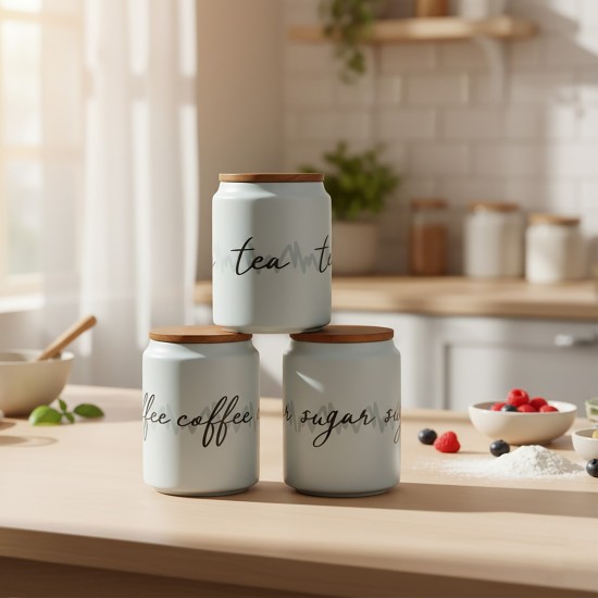 Modern Design Ceramic Spice Jar Set - 3 Pieces
