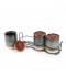 3-piece ceramic spice jar set with metal holder