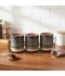 3-piece ceramic spice jar set with metal holder