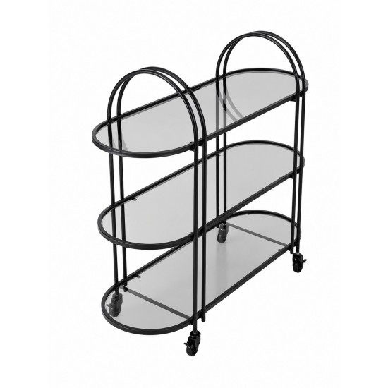 Black oval serving trolley - 100*90*35 cm - 2A2D500008