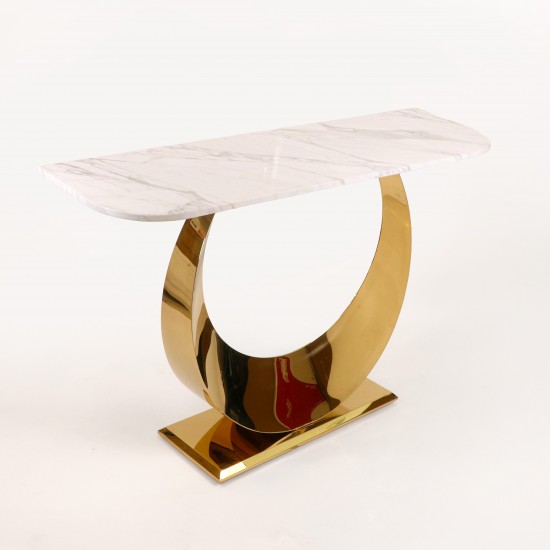 Console table with marble top and gold steel, 140cm Console table with marble top and gold steel, 140cm