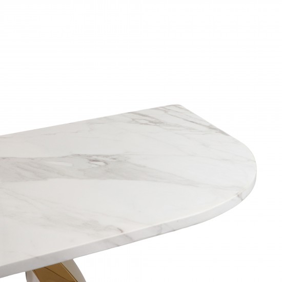 Console table with marble top and gold steel, 140cm Console table with marble top and gold steel, 140cm