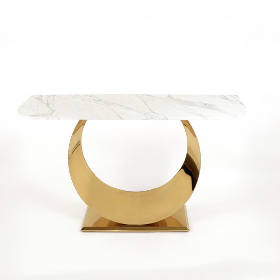 Console table with marble top and gold steel, 140cm Console table with marble top and gold steel, 140cm