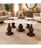 Round ceramic serving table with metal base - 5 pieces