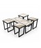 Coffee table set with ceramic top, marble pattern, and metal frame - 5 pieces