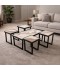Coffee table set with ceramic top, marble pattern, and metal frame - 5 pieces