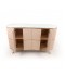Beige Buffet Cabinet with Wooden Frame Top and Stainless Steel Base and Gold Parts - 150 cm