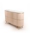 Beige Buffet Cabinet with Wooden Frame Top and Stainless Steel Base and Gold Parts - 150 cm