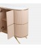 Beige Buffet Cabinet with Wooden Frame Top and Stainless Steel Base and Gold Parts - 150 cm