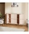 Beige Buffet Cabinet with Wooden Frame Top and Stainless Steel Base and Gold Parts - 150 cm